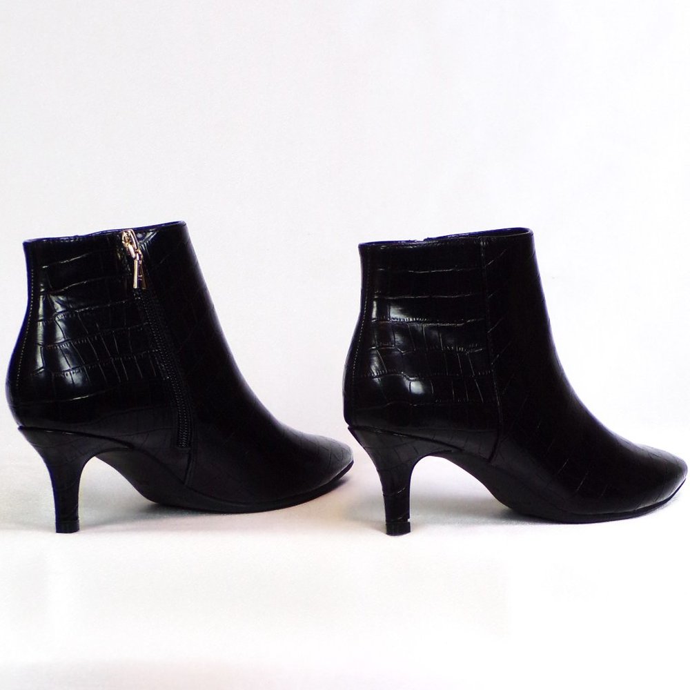 AEROSOLES 6.5M EDITHBLACK black faux-snakeskin mid-heel point-toe ankle boots - Picture 7 of 14